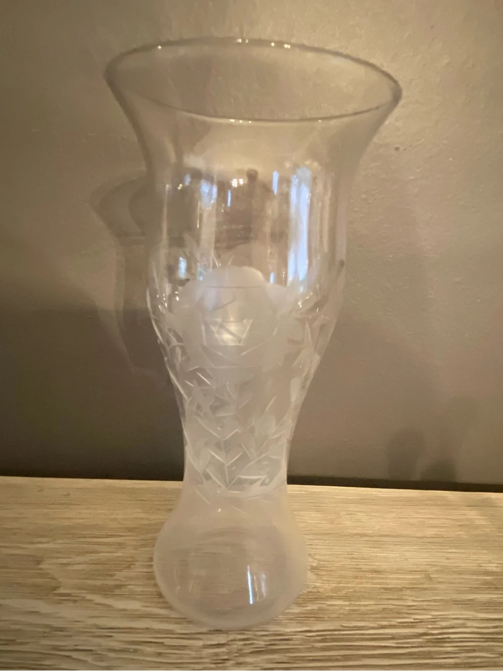 Etched Glass Vase Set Of Two Clear Floral Embossed Bud Vases Vintage 1960’s